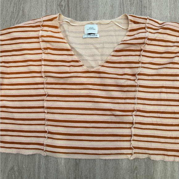 Urban Outfitters UO Cerys Spliced Thermal Cropped Blouse Top Size Medium Cropped - Picture 2 of 8